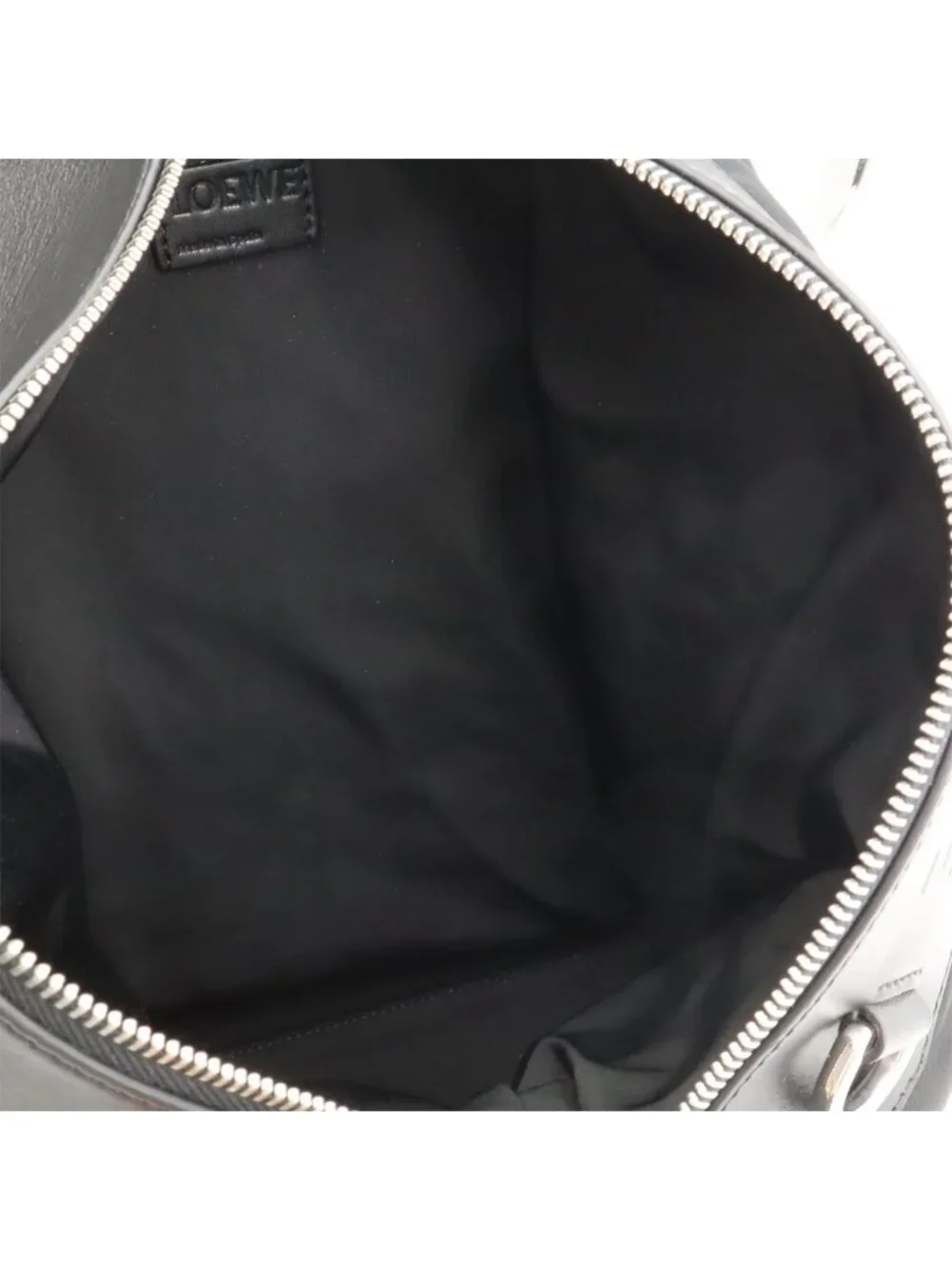 Loewe Convertible Backpack Small Shoulder Bag Nylon Leather Black Silver